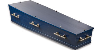 Blauwe doodskist Blauw geschilderde doodskist